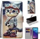 Voor ZTE Blade A5 2020 Gekleurde Tekening Cross Textuur Horizontale Flip PU Lederen Case met Houder & Kaartsleuven & Portemonnee & Lanyard (Lederen Schoenen Kat)