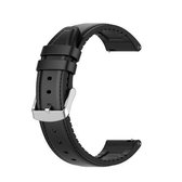 20 mm siliconen lederen vervangende band horlogeband voor Samsung Galaxy Watch 3 41 mm (zwart)