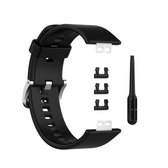 Voor Huawei Watch Fit Siliconen vervangende polsband Horlogeband met roestvrijstalen gesp (zwart)
