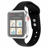 Voor Apple Watch 5 & 4 44 mm / 3 & 2 & 1 42 mm dunne siliconen dubbele gesp vervangende polsband (zwart)