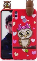 Voor Huawei Honor 8X schokbestendige cartoon TPU beschermhoes (rode uil)