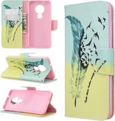 Voor Nokia 6.2 / 7.2 Gekleurde Tekening Patroon Horizontale Flip PU Lederen Case met Houder & Kaartsleuven & Portemonnee (Feather Bird)