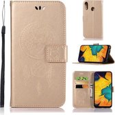 Windgong Uil Embossing Patroon Horizontale Leren Flip Case met Houder & Kaartsleuven & Portemonnee Voor Galaxy A40 (Goud)