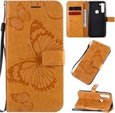 Voor Motorola Moto G8 Power 3D Vlinders Embossing Patroon Horizontale Flip Leren Case met Houder & Kaartsleuf & Portemonnee & Lanyard (Geel)