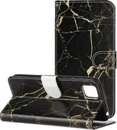 Voor Huawei Y5p Gekleurde Tekening Marmer Patroon Horizontale Flip PU Lederen Case met Houder & Kaartsleuven & Portemonnee (Zwart Goud Marmer)