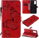 Voor Huawei Honor 30 3D Vlinders Embossing Patroon Horizontale Flip Leren Case met Houder & Kaartsleuf & Portemonnee (Rood)