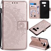 Voor LG G8s ThinQ Totem Bloem Reliëf Horizontale Flip TPU + PU Leren Case met Houder & Kaartsleuven & Portemonnee (Rose Goud)