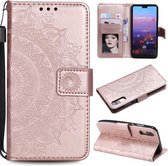 Voor Huawei P20 Totem Bloem Reliëf Horizontale Flip TPU + PU Leren Case met Houder & Kaartsleuven & Portemonnee (Rose Goud)