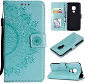 Voor Huawei Mate 20 Totem Bloem Reliëf Horizontale Flip TPU + PU lederen tas met houder & kaartsleuven & portemonnee (groen)