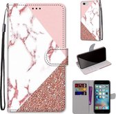 Gekleurde tekening Cross Texture Horizontale Flip PU lederen tas met houder & kaartsleuven & portemonnee & lanyard voor iPhone 6 / 6s (Pink Stone Texture)