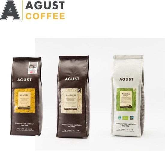 Proefpakket 250g bonen, Caffè Agust Gentile, Kafequo en Natura Equa