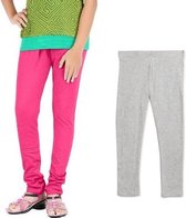 Kinder Legging | 4 Stuks | Groen | Grijs | Maat 140-152 | 95% Katoen