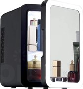 PIXMY - Skincare Fridge - 4L Inhoud Zwart - Mini Koelkast - Met Spiegel En Ledverlichting - Skincare Koelkast - Make Up Koelkast - PISCF21LED-4LB