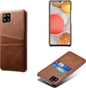 Samsung Galaxy A42 hoesje - MobyDefend Lederen Backcover Met Vakjes Voor Pasjes - Bruin - GSM Hoesje - Telefoonhoesje Geschikt Voor Samsung Galaxy A42