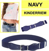 Fako Fashion® - Kinderriem Elastisch Oval - Elastische Riem Voor Kinderen - Rekbare Riem - Broekriem - Stretch Riem - Navy Blauw
