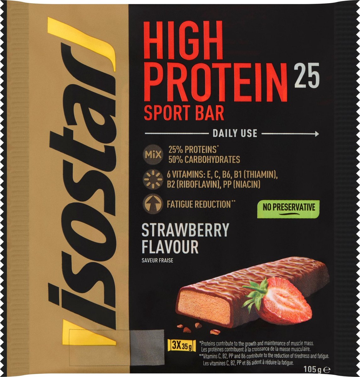 Goedkoopste Isostar | High Protein 25 Sport Bars | Hazelnoot | 20 x 3 x 35 gram | Eiwitreep voor krachtsport