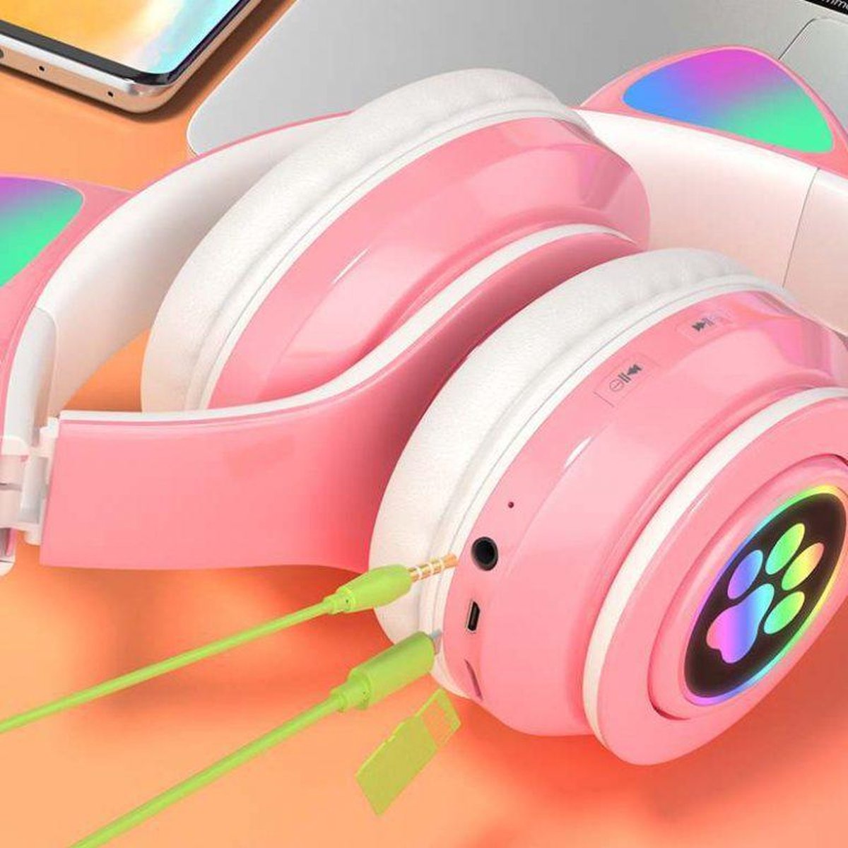 Casque bluetooth 5.0 sans fil pour enfants chat-oreille pv33