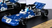 Tyrrell 003 Francois Cevert Winner USA GP 1971 (Blauw) (10 cm) 1/43 Quartzo - Modelauto - Schaalmodel - Model auto - Miniatuurautos - Miniatuur auto - Max Verstappen - Race auto wa