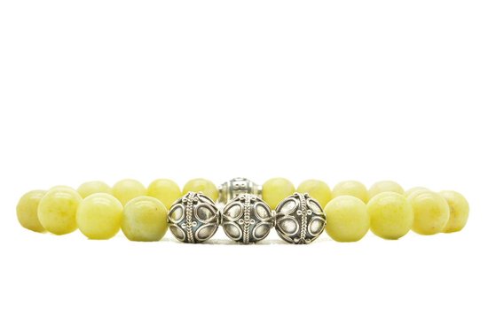 Beaddhism - Armband - Matt Lemon - Zilver - Yasa 3 - 8 mm - 19 cm