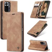 Voor Geschikt voor Xiaomi Redmi Note 10 Pro / Note 10 Pro Max CaseMe 013 Multifunctionele horizontale flip lederen tas met houder & kaartsleuf & portemonnee (bruin)