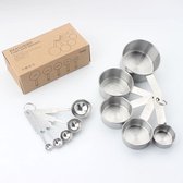 10 delige rvs maatbekers/cups en maatlepels set - Measuring Cups and Spoons - Maatbeker & Maatschepjes Set -  Keukengerei - Koken & Bakken