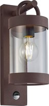 LED Tuinverlichting met Bewegingssensor - Wandlamp Buitenlamp - Trinon Semby - E27 Fitting - Rond - Roestkleur - Aluminium