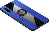 Voor Huawei Honor 9X Pro XINLI stiksel Textue Schokbestendig TPU beschermhoes met ringhouder (blauw)