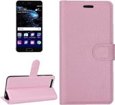 Voor Huawei P10 Litchi Texture Horizontale Flip Leren Case met Magnetische Gesp & Houder & Kaartsleuven & Portemonnee (Roze)