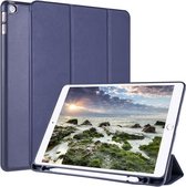 Voor iPad 10.2 Horizontale Flip Tablet PC PU lederen tas met drievoudige houder en penhouder (donkerblauw)