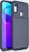 Carbon Fiber Texture Shockproof TPU Case voor Huawei Honor 8A (blauw)