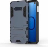 Schokbestendige pc + TPU-hoes voor Galaxy S10e, met houder (marineblauw)