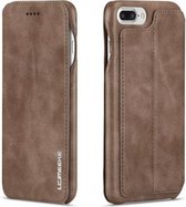 Voor iPhone 8 Plus / 7 Plus Hon Ancient Series lederen tas met kaartsleuven en houder en portemonnee (koffie)