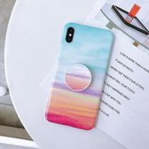 Glanzende marmeren opvouwbare beugel TPU-hoesje voor iPhone X / XS (Z16)