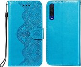 Voor Xiaomi Mi CC9e / Mi A3 Flower Vine Embossing Pattern Horizontale Flip Leather Case met Card Slot & Holder & Wallet & Lanyard (Blue)
