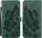 Voor Huawei Honor 10X Lite Retro Skin Feel Butterflies Embossing Horizontale Flip Leather Case met houder & kaartsleuven & portemonnee (groen)