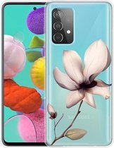 Voor Samsung Galaxy A52 5G gekleurd tekeningpatroon zeer transparant TPU beschermhoes (een lotus)