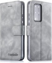 Voor Huawei P40 lite / nova 6 SE / nova 7i Diaobaolee Pure Verse Textuur Horizontale Flip Leren Case met Houder & Kaartsleuf & Portemonnee & Fotolijst (Grijs)