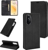 Voor Huawei nova 8 5G Retro-skin Business magnetische zuignap lederen tas met houder & kaartsleuven & portemonnee (zwart)