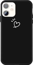 Voor iPhone 11 Three Dots Love-heart Pattern Colorful Frosted TPU telefoon beschermhoes (zwart)