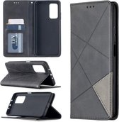 Voor Xiaomi Mi 10T / 10 Pro 5G Rhombus Texture Horizontale Flip Magnetische Leren Case met Houder & Kaartsleuven (Zwart)