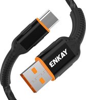 ENKAY ENK-CB103 Doekweefgaren USB naar USB Type-C Oplaadkabel voor gegevensoverdracht (zwart)