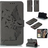 Feather Pattern Litchi Texture Horizontale Flip Leren Case met Portemonnee & Houder & Kaartsleuven Voor Xiaomi Redmi K20 (Grijs)