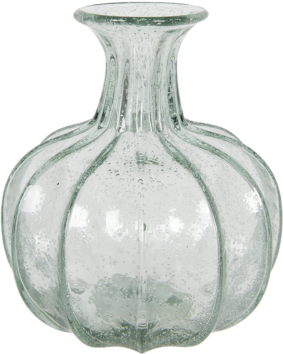 Clayre & Eef Vaas Ø 18x21 cm Groen Glas Rond Glazen Vaas Bloempot Binnen