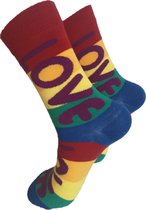 Verjaardag cadeautje voor hem en haar - Regenboog Sokken - Gay Pride Love Sokken - Leuke sokken - Vrolijke sokken - Luckyday Socks - Sokken met tekst - Aparte Sokken - Socks waar j
