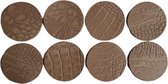 Leren onderzetters zand/beige met croco structuur set van 6 stuks - De Riemenspecialist cadeau tip