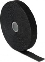 Klittenband - rol - Velcro- Hook & Loop - Kabelbinder - Zwart - Zelfklevend - 25 mm x 25 meter