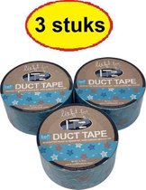 IT'z Duct Tape 46- Lief Blauwe Ster 3 stuks  48 mm x 10m  |  tape - plakband - ducktape - ductape
