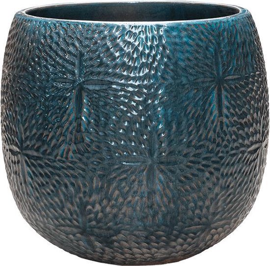 Hallo Horzel bank Pot Marly Ocean Blue ronde blauwe bloempot voor binnen en buiten 41x38 cm |  bol.com