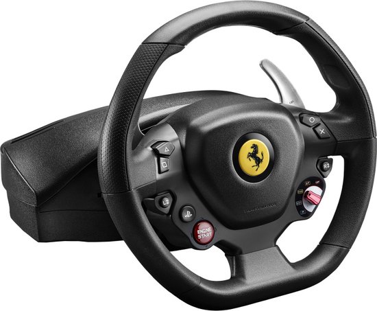 Thrustmaster T80 Ferrari 488 GTB Edition Racing Wheel voor PS5 / PS4 / PC - Officiële Ferrari Licentie - Op het stuur gemonteerde flippers voor sequentieel schakelen - Grote pedaalset met instelbare hoek - Realistische lineaire weerstand