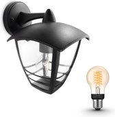 Philips Mygarden Creek Wandlamp Buiten - Muurlamp - Tuinverlichting LED Buiten - Buitenlamp - Incl. Philips Hue White Filament Standaardlamp E27 - Zwart